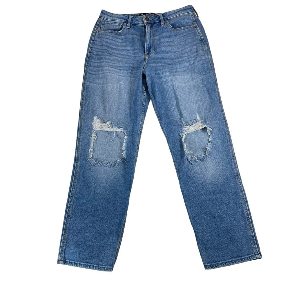 Hollister curvy ultra high rise mom jeans distressed women’s 28